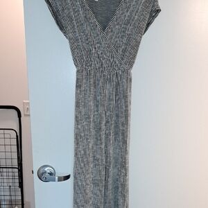 Caution To The Wind Black and White Striped Maxi Dress